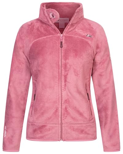 Geographical Norway Damen Teddy Fleece Jacke Herbst Winter Jacke Sweater Übergangsjacke, Farbe:Pink, Größe:M / 38