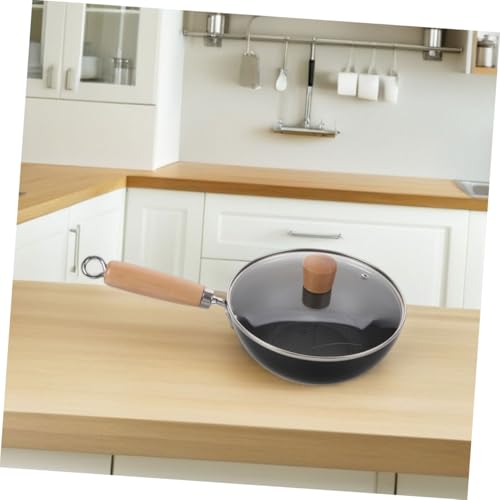 Wok de hierro fundido con mango de madera, antiadherente miniatura 5