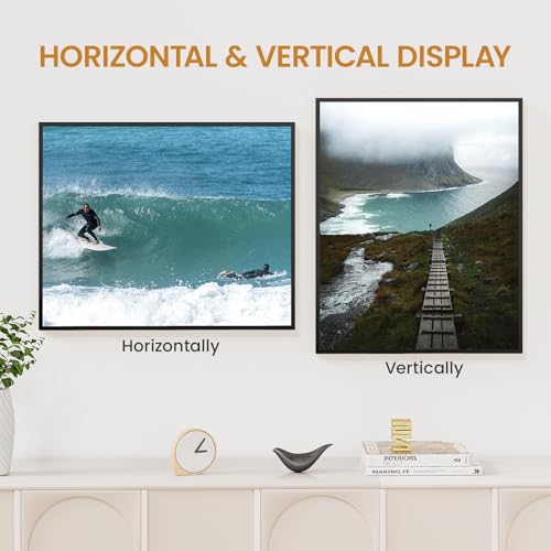 Image of 17x21 Aluminum Metal Picture Frame,Tempered Glass Black Photo Frame 17x21 for Family Photo,Posters,Art,Document to Wall Mount Horizontally or Vertically