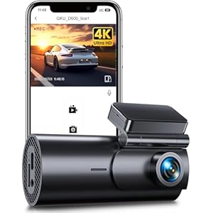 GKU 4K Dashcam Voor, WiFi Dashcam Auto, Auto Camera met Parking Monitor, Nachtzicht, WDR, 170° Brede Hoek, G-Sensor, Loopopname, APP-besturing, Max 256GB – D600