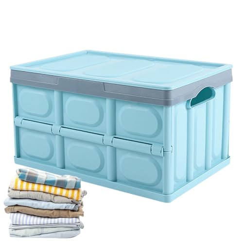 HunicandIU Caja plegable con tapa, caja de transporte, Eurobox de plástico, apilable, 30 L, organizador de armario multiusos, para libros, zapatos, 26 x 39 x 21 cm
