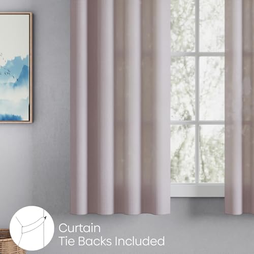 Image of haus & kinder Jacquard Sheer Window Curtains 5 Feet Long Pack of 2 Window Curtains, 5 Feet Curtains for Window, (Abstract Geometric Design, Sand Ripple Ice Blue, 114x152cm)
