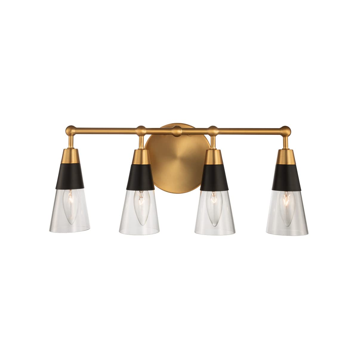 Kalco 513134BNB Ponti Vanity, 4-Light 160 Total Watts, Matte Black w/New Brass