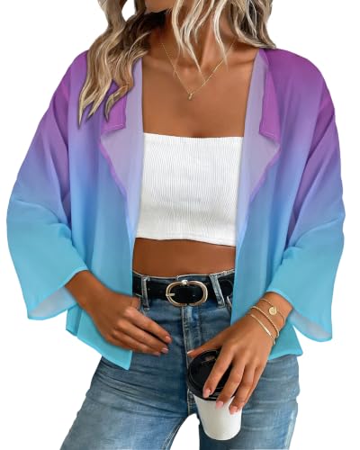Image of Womens Summer Tops Short Shrugs Kimono Cardigans Casual Chiffon Bolero Jackets 2026