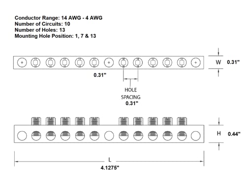 South Bend Components 10 Terminal Ground Bar (Max 4 Awg) #TOP2