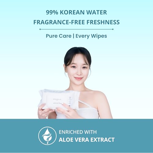 Image of Mirabelle Korea Wet Wipes for Face with Lid - 100 wipes | 99% Pure Water, fragrance free | Makeup Remover Wipes | Hydrating & Refreshing | Korean Skincare | All Skin Types | Baby & Adult Safe