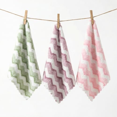 Image of QURIPE 10 Pack Kitchen Cloth Dish Towels, Microfiber Cleaning Cloth Double-Sided Dish Drying Towel Reusable for House Furniture Table Kitchen Dish Window Glasses (Zig ZAG)