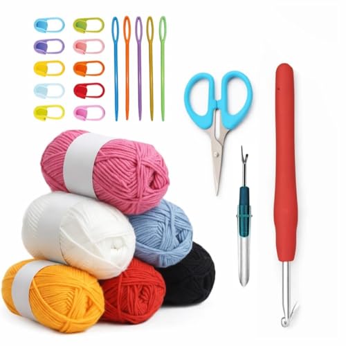 Image of Crochet Kit with Soft Grip Handles - Full Crochet Hook Set for Beginners & Yarn Lovers - Ergonomic Crochet Tools for DIY Craft & Gifting (Crochet Needles Set)
