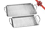 Outset 76630 Stainless Steel Grill Topper Grid, Set of 2, 11'x7' and 11'x17'