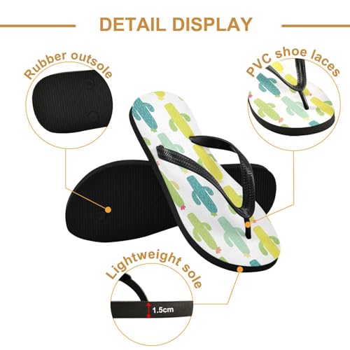 Cartoon Cactus Plant White Flip Flops for Beach Thong Sandals Anti-slip Lightweight Shower Shoes for Indoor Outdoor House3