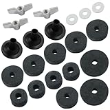 Piutouyar 21 Pcs Black Cymbal Replacement Accessories Set, Cymbal Stand Felts Hi-Hat Cup Felt Hi-Hat Clutch Felt with Cymbal Sleeves with Base, Wing Nuts, Cymbal Washer