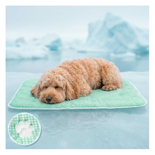 furrybaby Dog Cooling Mat, 24 * 18 Cooling Mat for Dogs, Cats, Cooling Pad with PCM Tech, Endothermic Color-Changing for Indoor Outdoor, Mint 24“x18