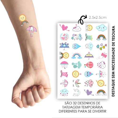 Tatuagem Temporária Infantil Chuva de Amor | Kit Festa 32-045