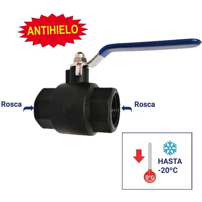 Suinga Pack of 2 Valve Sphere Plumbing Anti-Frost 3/4" Polypropylene, Metal Handle, Black, Black/White - Image 4