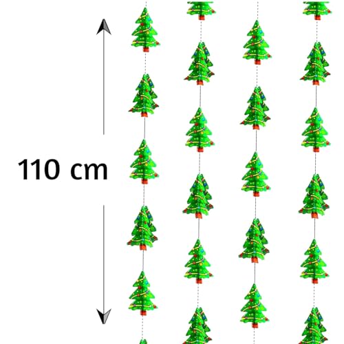 Image of 3D Christmas Tree Frills for Christmas Decoration Pack of 4 | Paper Hanging Frills Garland for Xmas Party Decor | Festive Streamer Decoration for Home Office Shop Wall Ceiling Door Decor Items