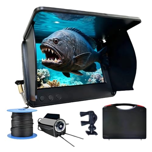 Underwater Fishing Camera 5" IPS, 98ft Cable, IP68 Waterproof Portable Fish Finder with Camera, Night Vision Ice Fishing Camera, Submersible Underwater Fish Camera for Boat, Kayak & Bank Fishing
