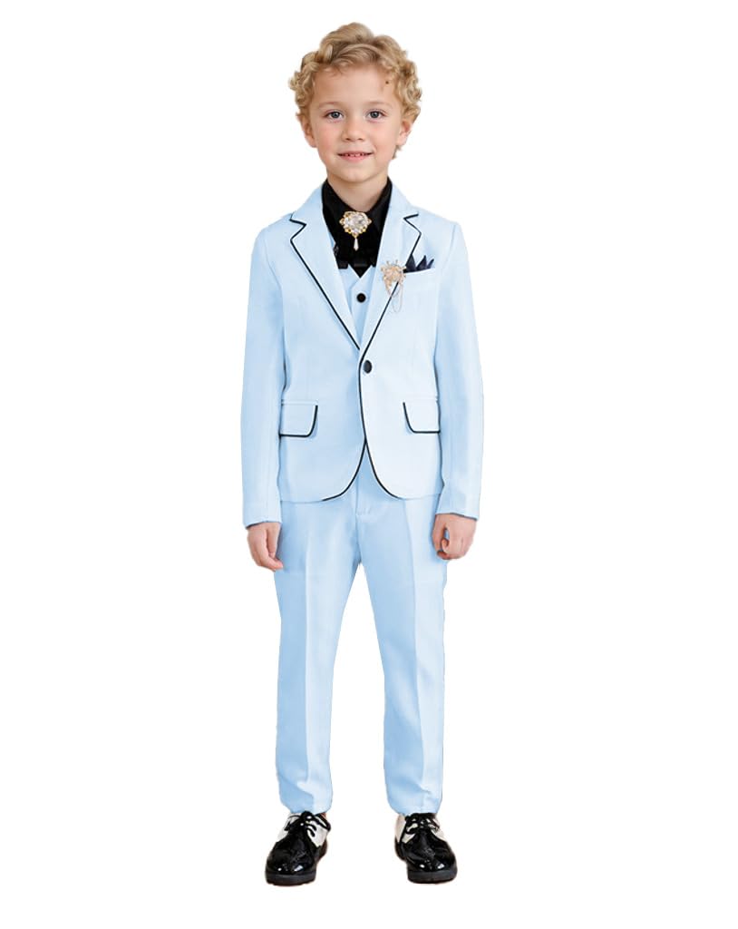 Hochzeitsanzug für Jungen, Ringträger, Kommunionsanzug, Taufanzug, 3-teilig, Kinder-Smokings, weiße Anzüge