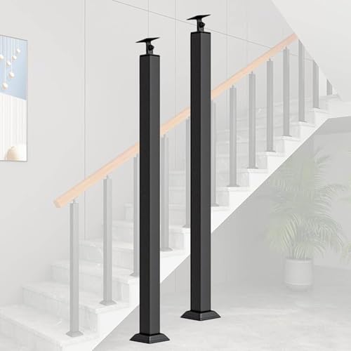 Kit rampe d'escalier réglable lot de 2 avec broches carrées 85cm et supports à 270°