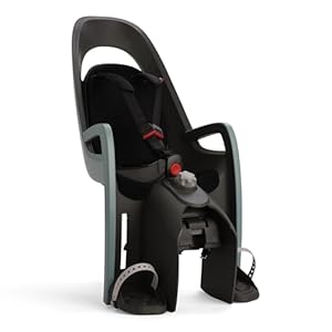 Hamax Caress Gepäckträger-Montierter Kindersitz für Fahrräder - Verstellbare Rückenlehne, 20° Neigung, Stoßdämpfung, für Kinder ab 9 Monaten, bis 22 kg, Einhandbedienung 120-160 mm, Grau