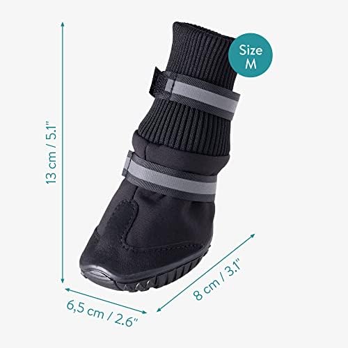 Navaris Dog Boots - Set of 4 Paw Protectors for Dogs - Pet Shoes with Anti-Slip Rubber Soles to Protect Paws and Help Keep Home Clean - Size M Medium