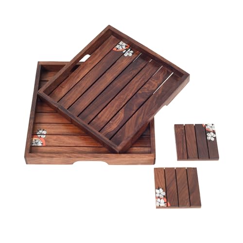 Image of Rustic Rosewood Wooden Serving Tray