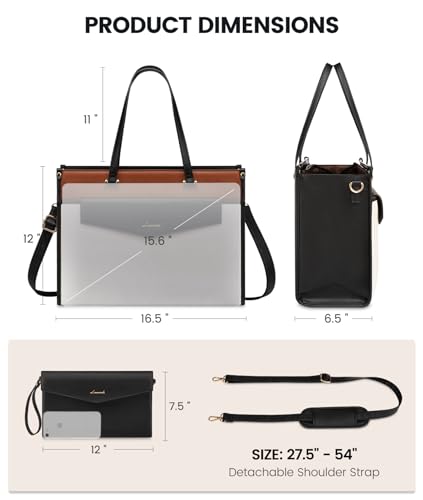 Lovevook Laptop Bag For Women, 15.6 Inch Laptop Tote Bag 2-In-1 Professional Work Bag Business Briefcase With Clutch Purse, Waterproof Leather Computer Handbag Shoulder Bag For Teacher Office Travel thumb #4