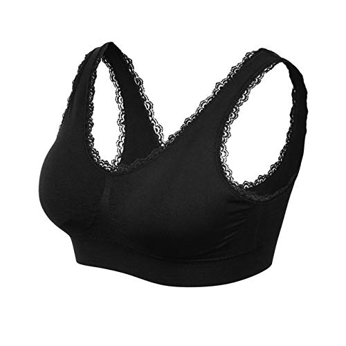 VEQKING M3XL Plus Size Lace Sports Top,Padded Wirefree Sleep Fitness