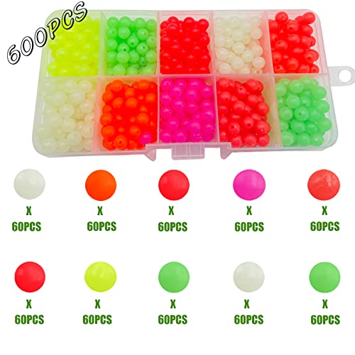 Fishing Beads Glow in Dark Plastic Green Colorful Fishing Line Bead Rubber Soft Beads Freshwater Saltwater for Fishing Rigs (6mm 600pcs) - Thumbnail 3