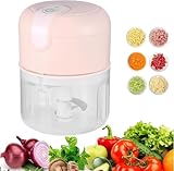 Mini Food Processor Garlic Chopper, 3 Blades Electric Veggie Vegetable Chopper, Garlic Slicer, Chopper Vegetable Cutter Meat Garlic Mincer, 250ml Portable Small USB Chopper for Chili Onion Fruit Meat