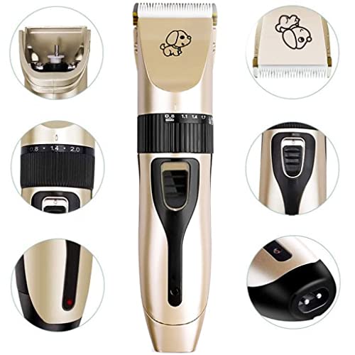 Retoo Leise Hundeschermaschine Profi mit 4 Aufsätze, Schermaschine Hund Katze Tierhaarschneidemaschine Elektrische Hundetrimmer Schnurlosen Haarschneidemaschine Tierhaarschneider