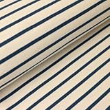 Sommersweat, Sweatshirt Stoff Ecru mit mittelblauen Streifen als Meterware, 50 cm