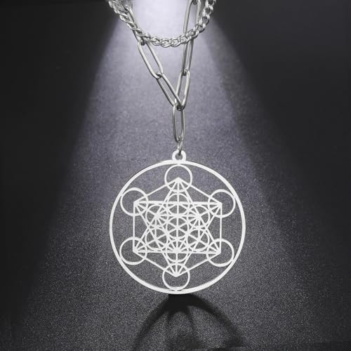 Collier Cube de Métatron en médaille de protection spirituelle sacrée - 2
