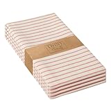 TWINY threads Juego de 4 toallas de cocina vintage a rayas (18 x 26 pulgadas), paños de cocina de primera calidad con lazo para colgar, altamente absorbentes, 100% algodón, toallas de mano para