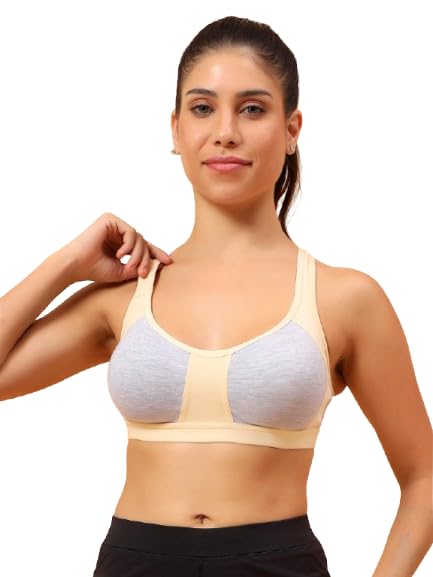 Women Polyester Cotton Full Coverage Non Padded Wireless Sports Bra for Gym Workout Activewear-image-19