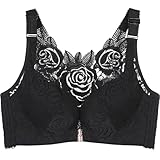 MOONBADI BH rückenfrei Vorderverschluss BH Schwarz Damen Spitzen Bralettes Ohne Bügel BH Bauchfrei Top Tank BH Untertop Spitzentop BH Grosse grössen 120C