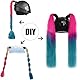Whakano 2 Stück Motorrad Helm ZöPfe Abnehmbarer,Gradient Pferdeschwanz Perücke mit Saugnapf,Motorradhelm Braids,Helm Zubehör,Geflochtener Pferdeschwanz Haarschmuck,für Motorrad Fahrrad,Rosa Rot Blau