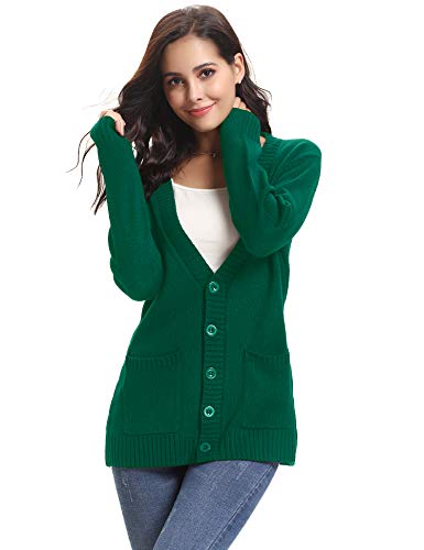 Abollria Cárdigan Mujer Manga Larga Chaqueta de Punto con Botones Suéter Cárdigan Casual Rebeca V-Cuello para Primavera Otoño