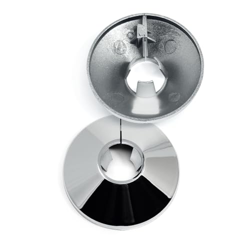 Chrome Pipe Collars - 15mm Radiator Pipe Hole Collars Pack of 2 Snap On Chrome-Plated Plastic Covers to Hide Pipes 4.5cm Wide