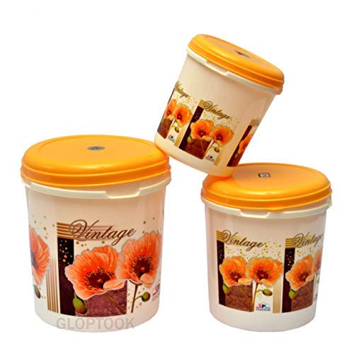 GT Gloptook Plastic Kitchen Storage Container Set of 3 (1, 2 & 3 LTR.) Milky