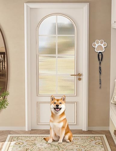 Gxdamxz Hundegarderobe, Hunde Garderobe Holz, Hundeleinenhalter Wand für Halsband & Hundezubehör, Dog Leash Holder for Wall, Weiß