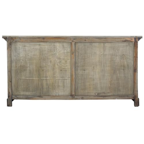 HomeStock Solid Wood Credenza with Glass Doors - 71\" Sideboard Buffet Cabinet - Display Storage Cabinet - Fully Assembled