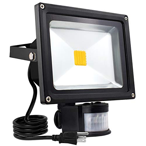 Asign Big Sale！20W Motion Sensor Led Flood Light, 3000K Warm White, 2400Lm(Max), Ip65 Waterproof Security Spotlight With Pir For Driveway, Square - Black #TOP4