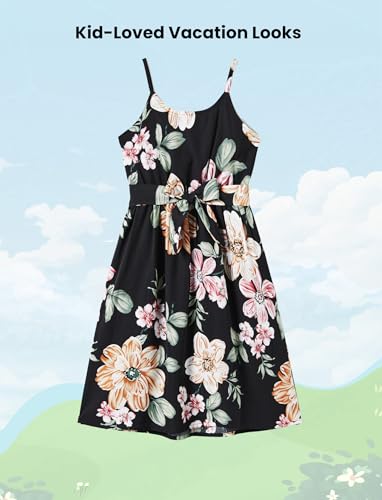 Image of PATPAT Family Matching Outfits Mommy and Me Dresses Hawaiian Tropical Vacation Beach Spaghetti Strap Dress and Shirt