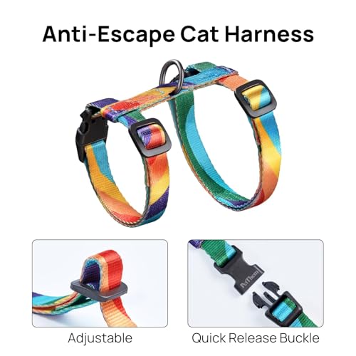Cat Harness and Leash Set - Escape Proof Adjustable Cat Harness, Comfortable Soft Lightweight, Use Safe & Easy, Walking Travel Kitten Harness for Small Medium Large Cats (Yellowstone Park)