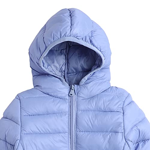 Image of Hopscotch Girls Polyester Solid Full Sleeve Puffer Jacket in Blue Color