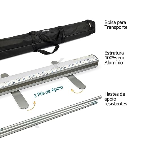 Porta Banner Roll-up Suporte Banner Estrutura 80x200cm Bolsa para Transporte
