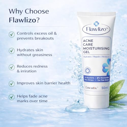 Image of Acne Care Moisturising Gel with 2% Squalane, 3% Niacinamide, Hydrating & Oil-Control Formula, Repairs Skin Barrier Reduces Redness & Acne, For Acne prone Skin, Dermatologically Tested, 50 ml