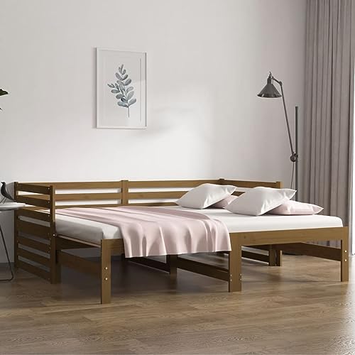 Cama nido extraíble marrón de 2x90x190 cm sin colchón para dormitorios 2