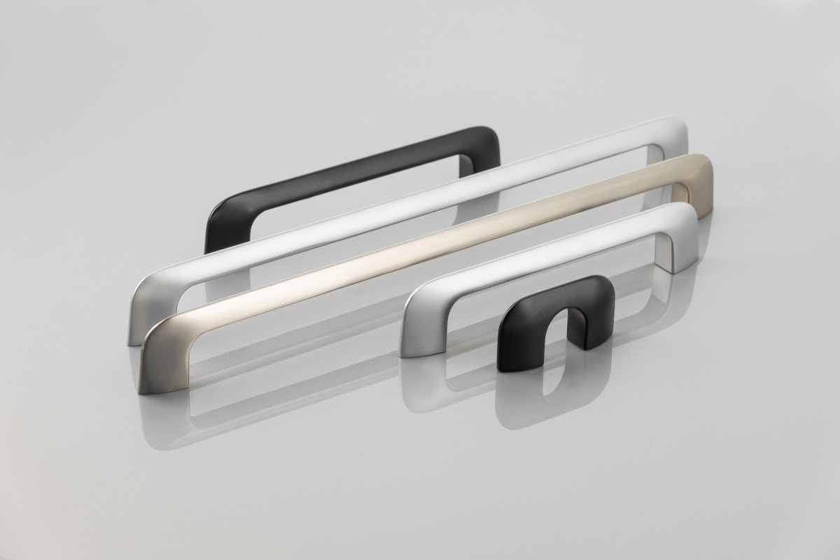 BRESKO 1-20 Stk Möbelgriffe Küchengriffe Griffe Stangengriffe Schrankgriffe Relinggriff Bügelgriff Schubladengriff Türgriff Milano (20, Schwarz matt, Bohrabstand: 128 mm)