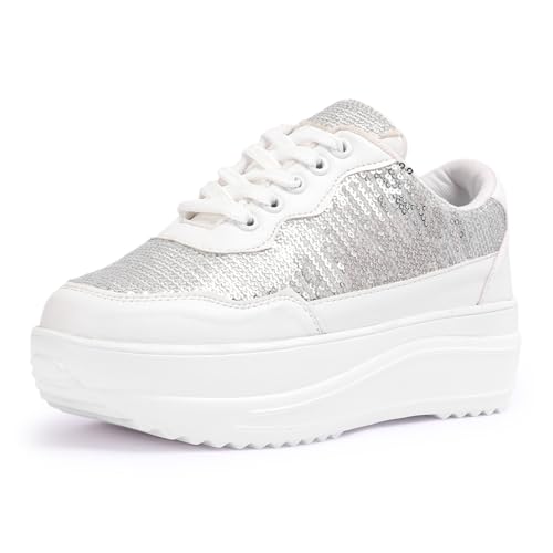 Image of Vendoz Women Casual High Heel Sneakers I Cushioned Insole I All Day Comfortable I Lightweight and Stylish Shoes for Girls CNV4026